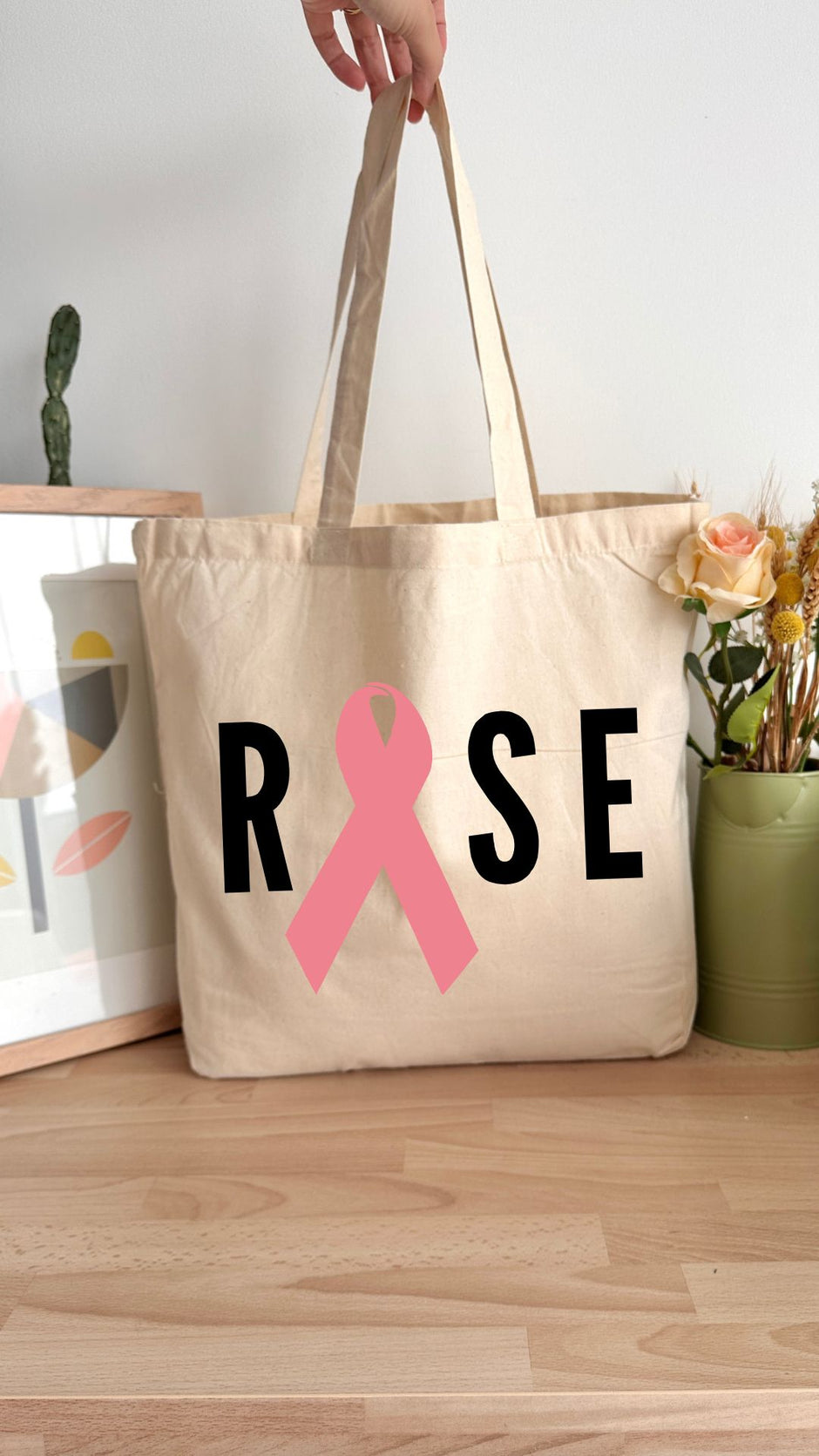 Tote bag 18L personnalisable - Octobre Rose - Rose