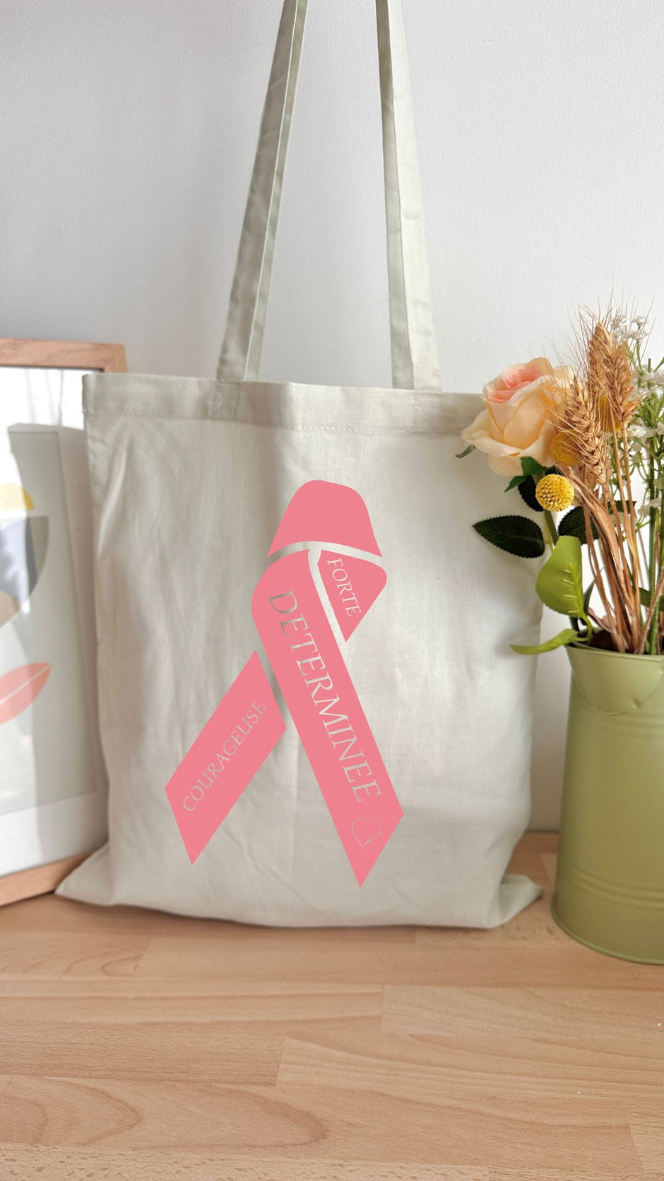 Tote bag 10L personnalisable - Octobre rose - Ruban