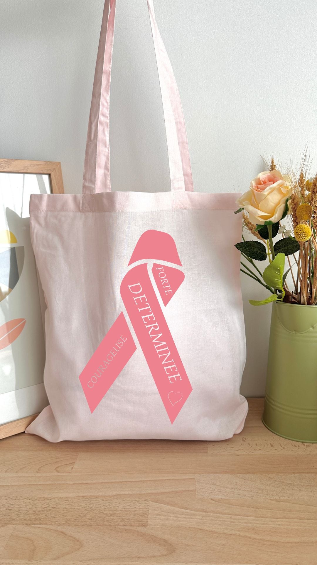 Tote bag 10L personnalisable - Octobre rose - Ruban