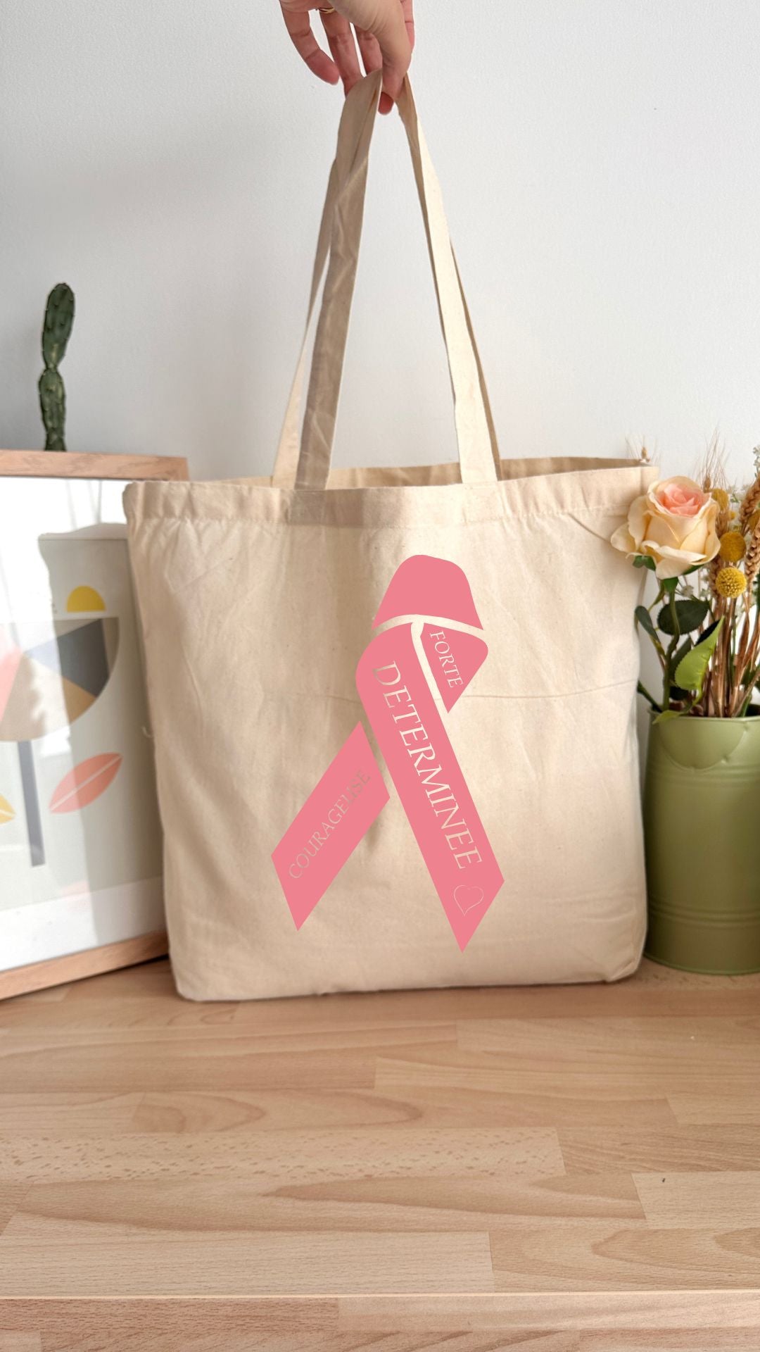 Tote bag 18L personnalisable - Octobre Rose - Ruban