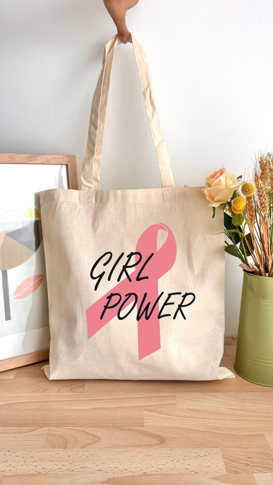 Tote bag 10L personnalisable - Octobre rose - Girl Power