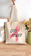 Tote bag 10L personnalisable - Octobre rose - Girl Power