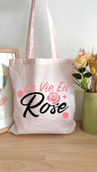 Tote bag 10L personnalisable - Octobre rose - La vie en Rose Texte