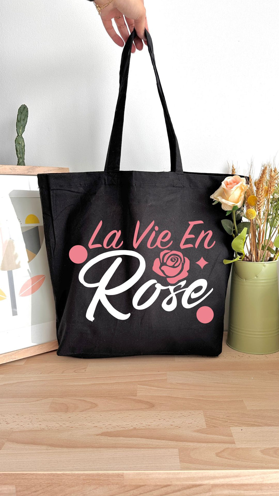 Tote bag 18L personnalisable - Octobre Rose - La vie en Rose texte