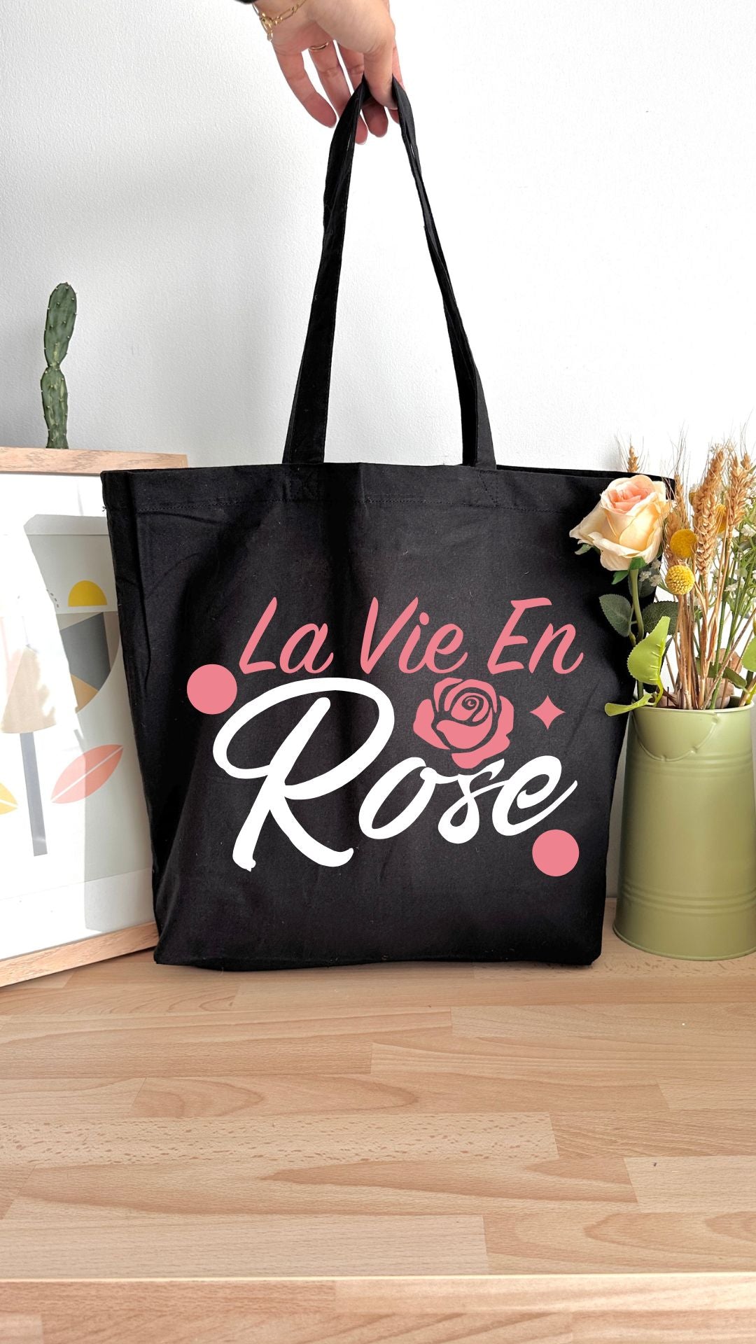 Tote bag 18L personnalisable - Octobre Rose - La vie en Rose texte
