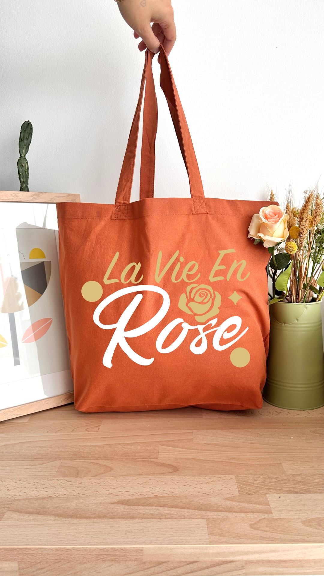 Tote bag 18L personnalisable - Octobre Rose - La vie en Rose texte