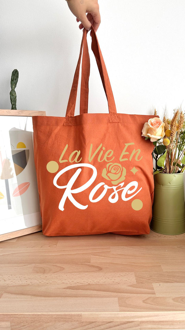 Tote bag 18L personnalisable - Octobre Rose - La vie en Rose texte