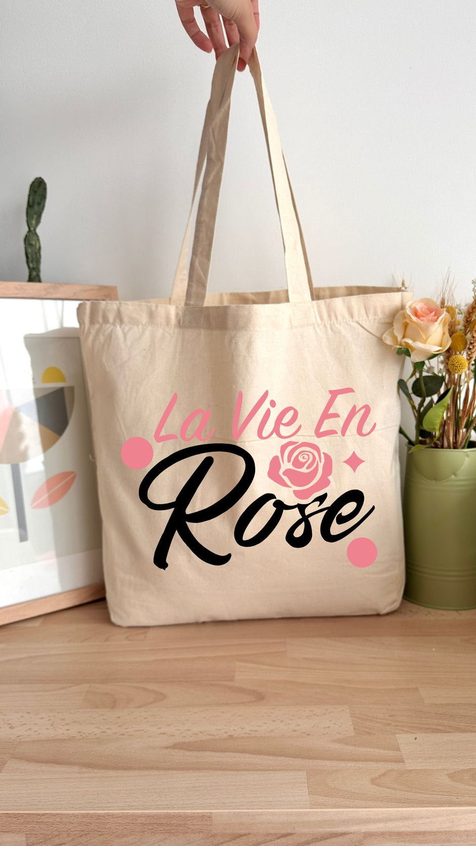 Tote bag 18L personnalisable - Octobre Rose - La vie en Rose texte