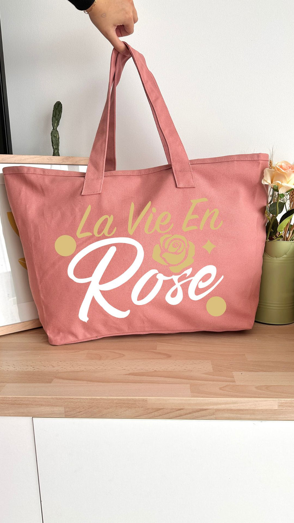 Sac 31L personnalisable - Octobre Rose - La vie en rose texte