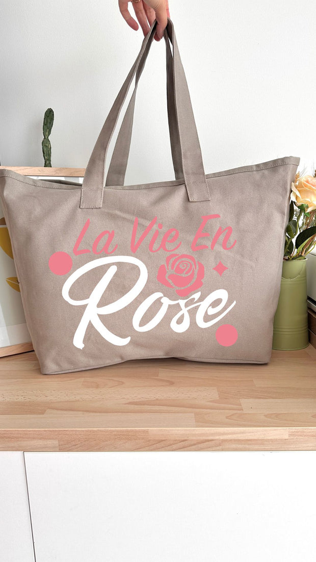 Sac 31L personnalisable - Octobre Rose - La vie en rose texte