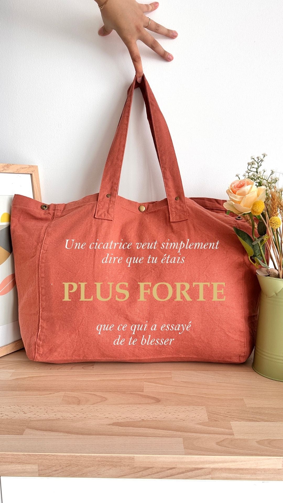 Sac 40L personnalisable - Octobre Rose - Plus forte