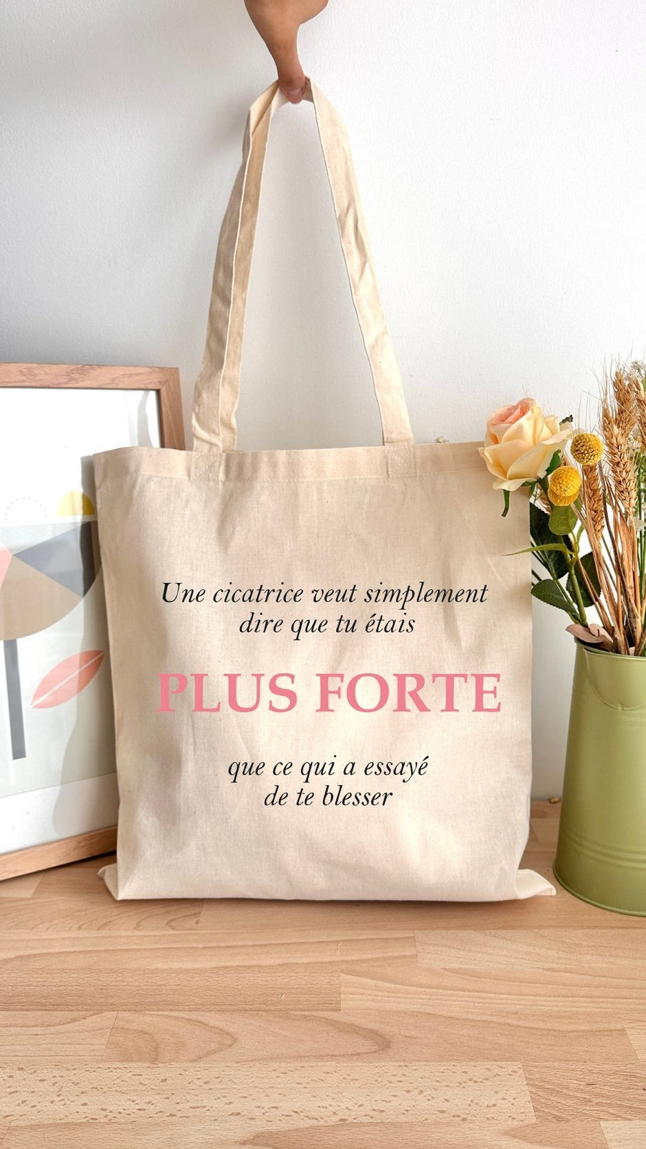 Tote bag 10L personnalisable - Octobre rose - Plus forte