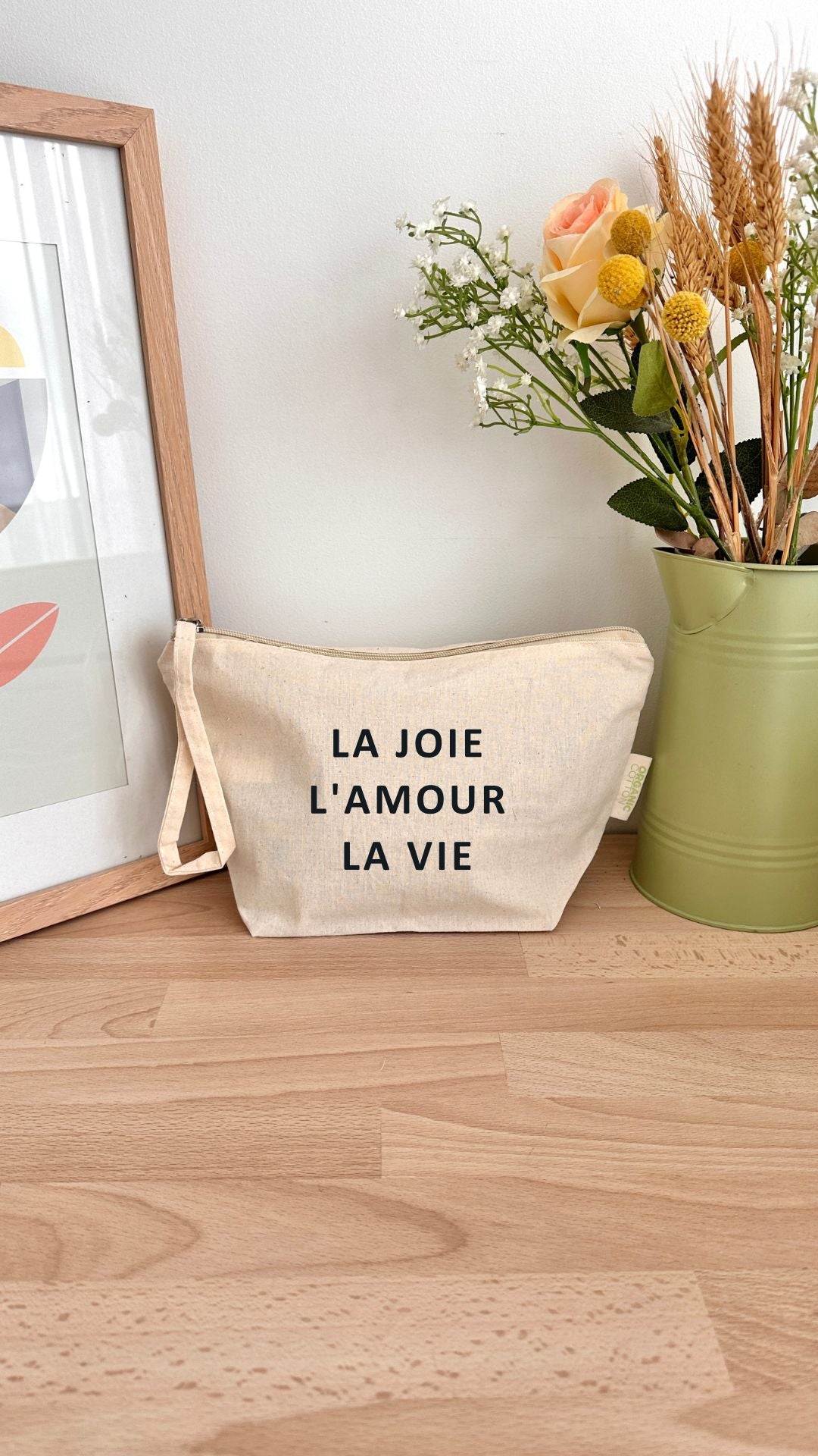 Pochette / Trousse de toilette 3L personnalisable - La joie L'amour La vie