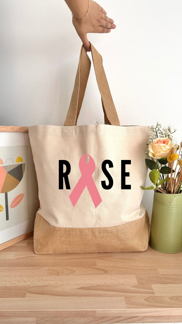 Sac 29L personnalisable - Octobre Rose - Rose - Toile de jute
