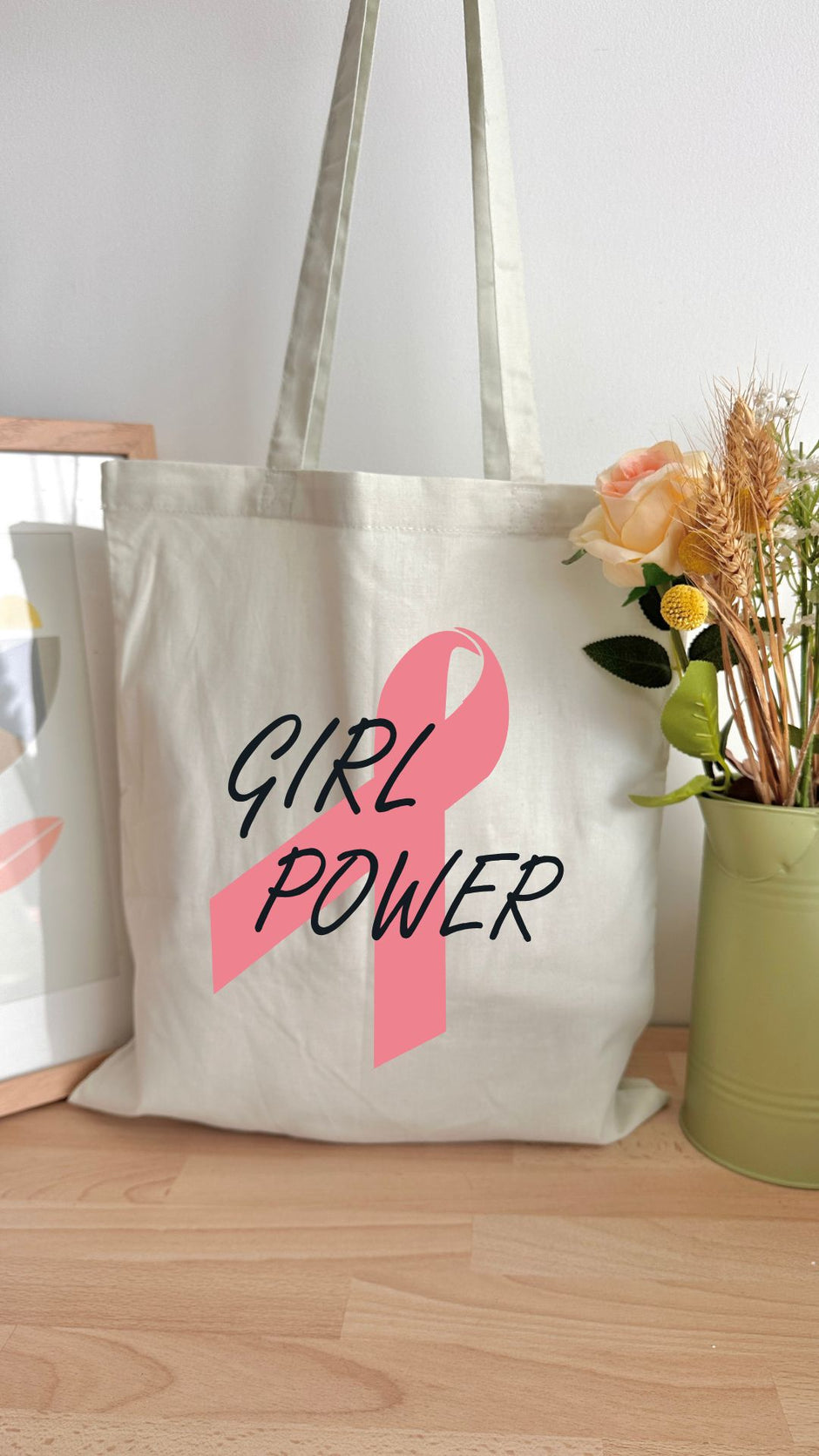 Tote bag 10L personnalisable - Octobre rose - Girl Power