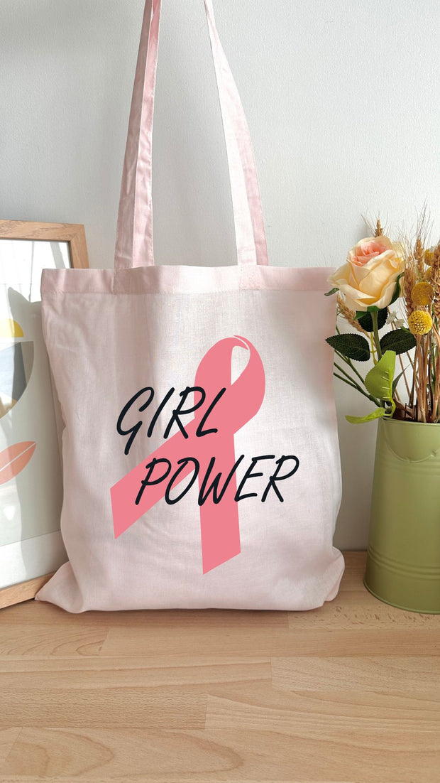 Tote bag 10L personnalisable - Octobre rose - Girl Power