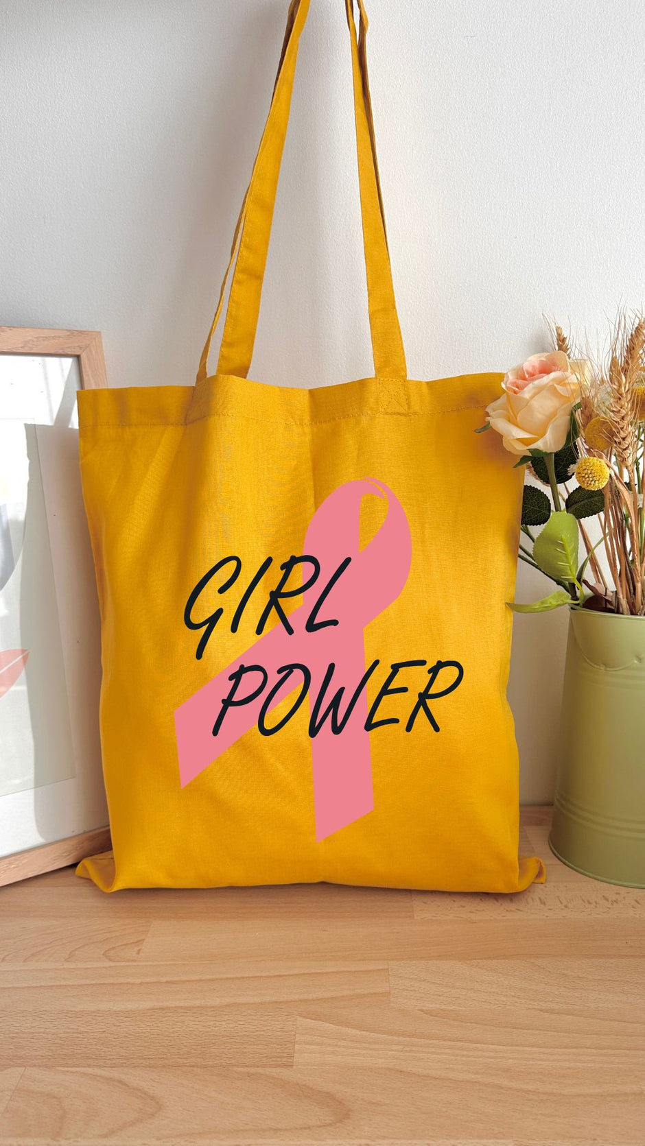 Tote bag 10L personnalisable - Octobre rose - Girl Power