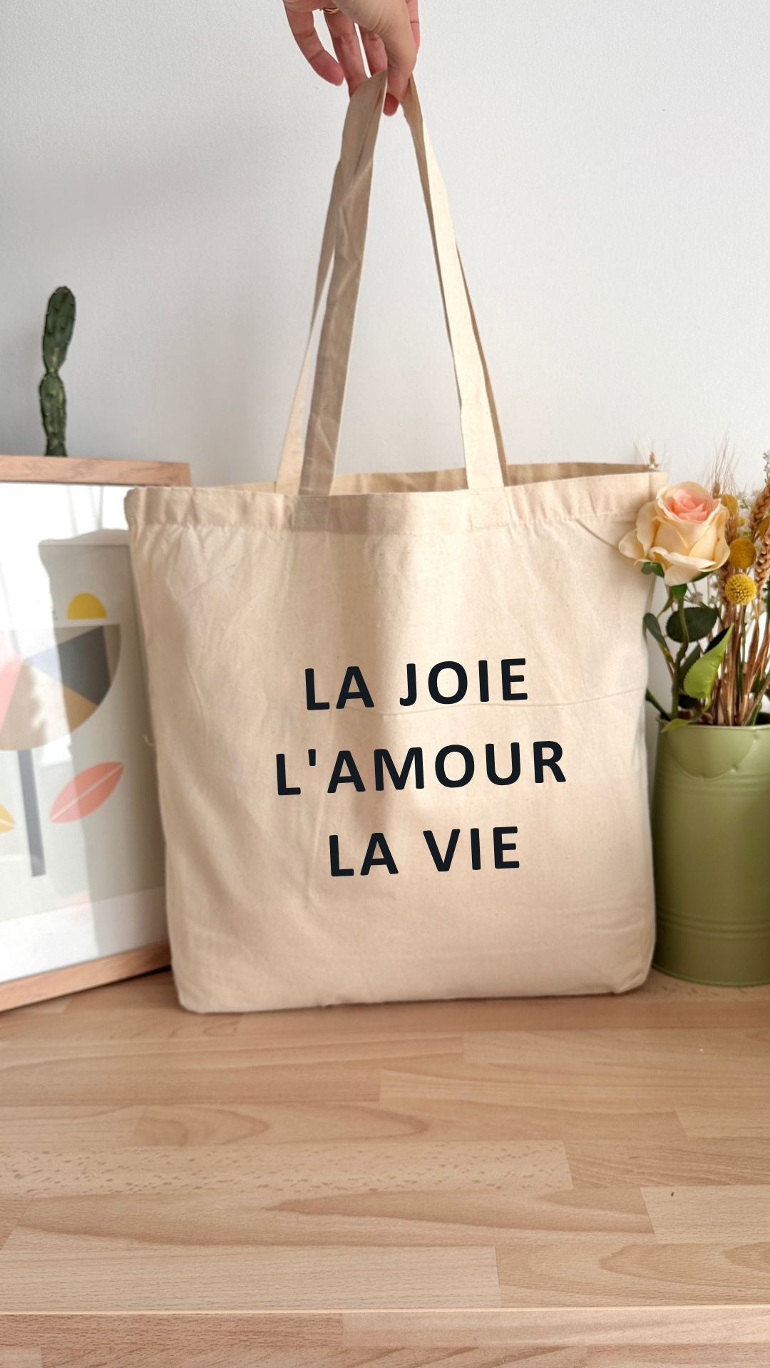Tote bag 18L personnalisable - La joie L'amour La vie