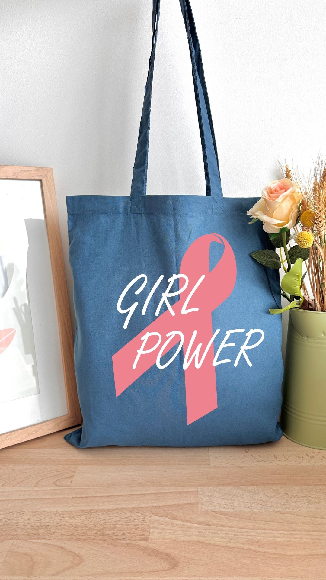 Tote bag 10L personnalisable - Octobre rose - Girl Power