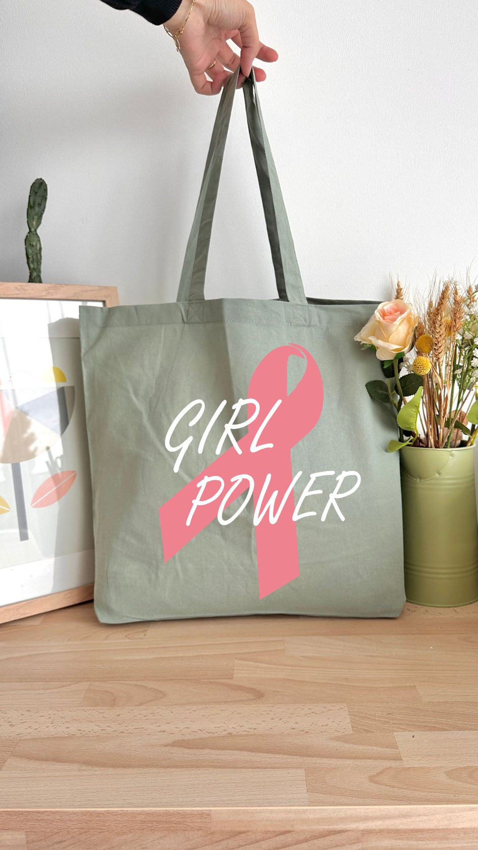 Tote bag 18L personnalisable - Octobre Rose - Girl Power