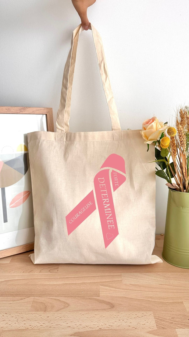 Tote bag 10L personnalisable - Octobre rose - Ruban