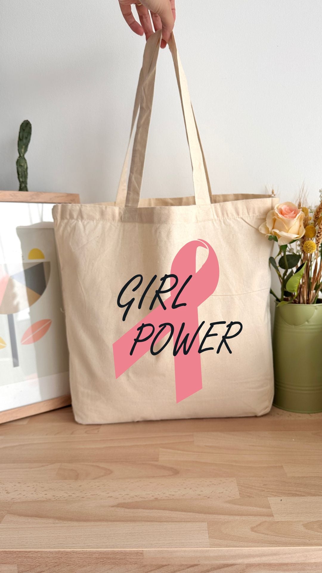 Tote bag 18L personnalisable - Octobre Rose - Girl Power