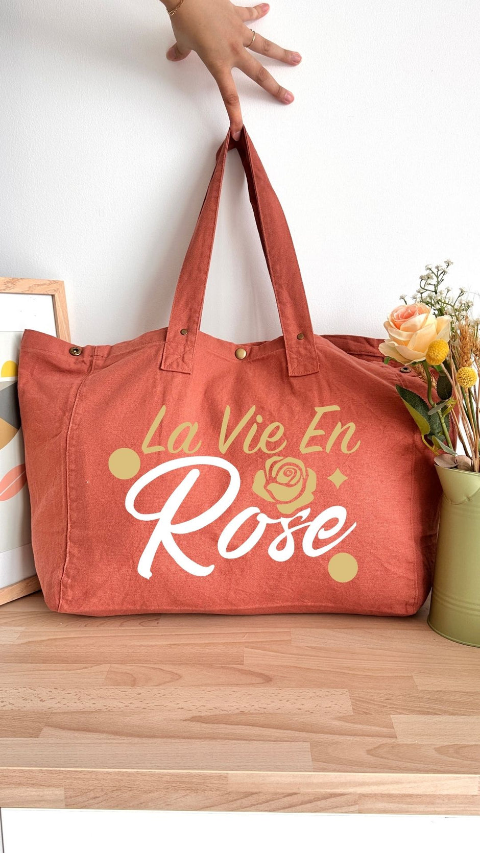 Sac 40L personnalisable - Octobre Rose - La vie en Rose texte