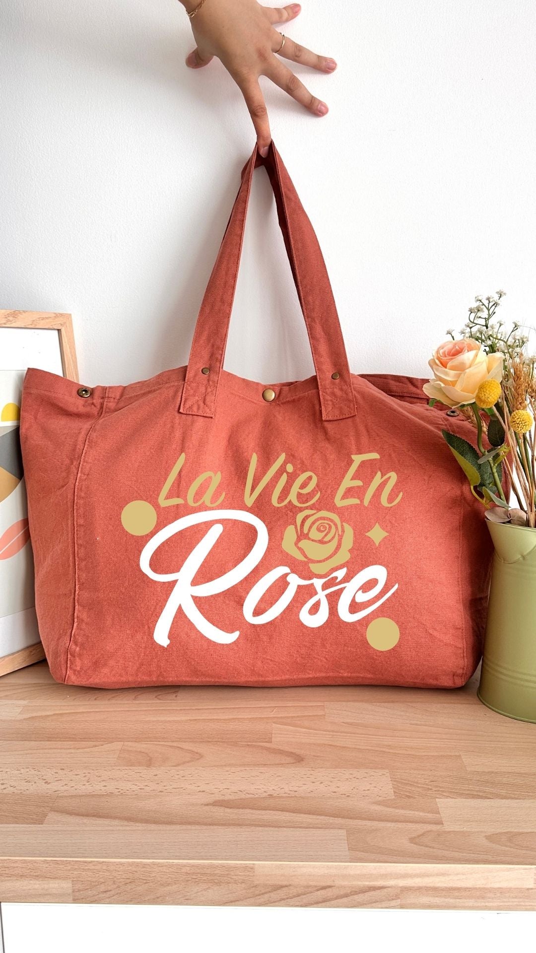 Sac 40L personnalisable - Octobre Rose - La vie en Rose texte