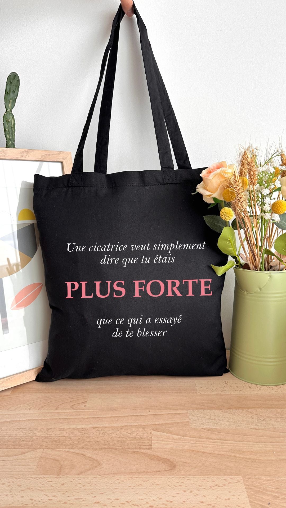 Tote bag 10L personnalisable - Octobre rose - Plus forte