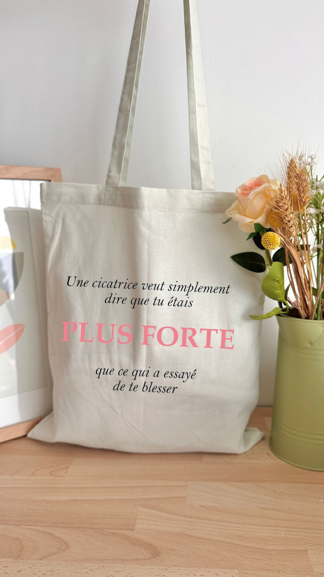 Tote bag 10L personnalisable - Octobre rose - Plus forte