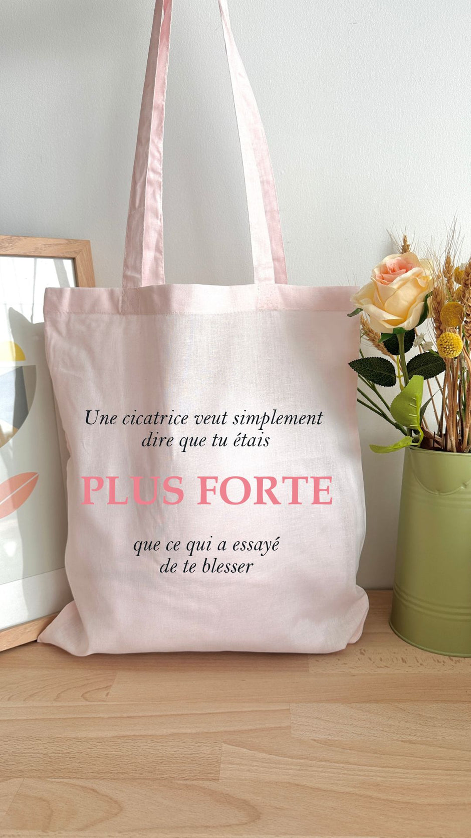 Tote bag 10L personnalisable - Octobre rose - Plus forte